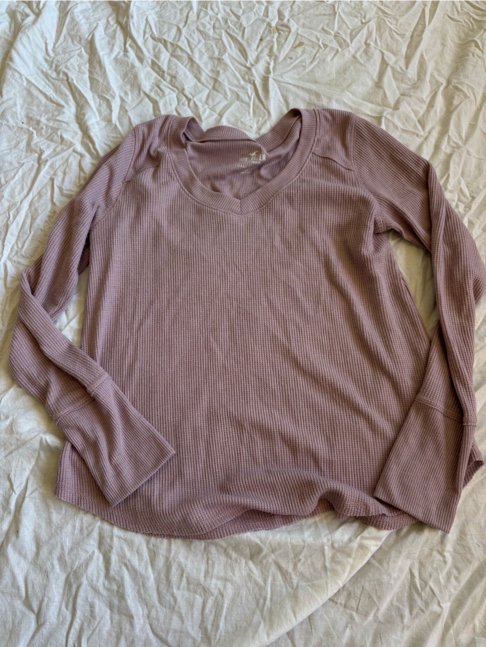 Hollister Waffle Knit Scoop Neck Sweater in Dusty Mauve